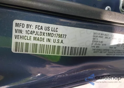 2021 Jeep Cherokee Limited Fwd из США, поврежденный, VIN 1C4PJLDX1MD179877